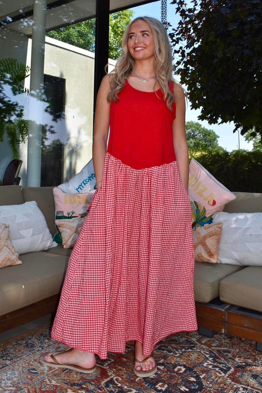 Arbi Gingham Sundress Chilli